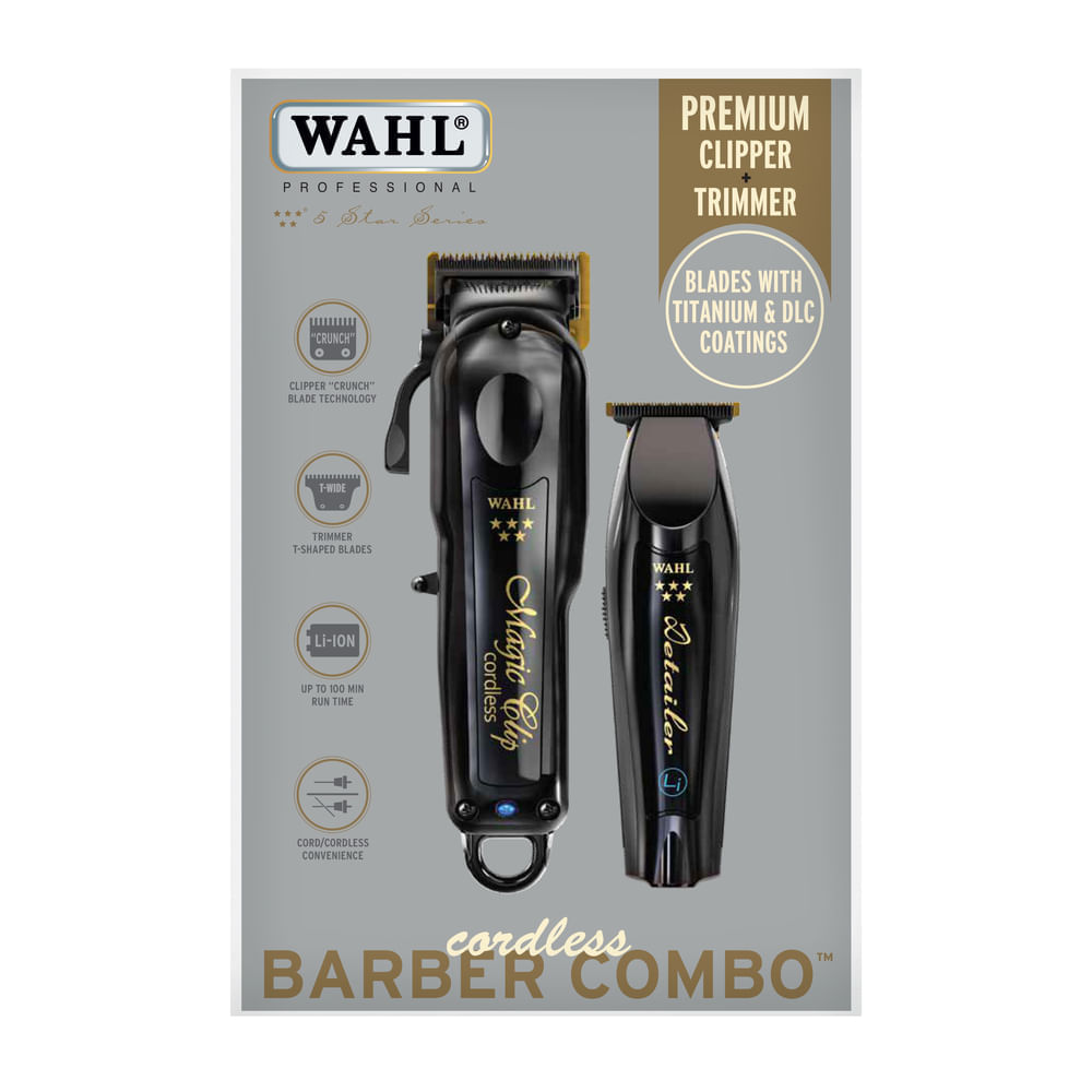 Combo Máquina de Corte e Aparador Sem Fio Barber Cordless